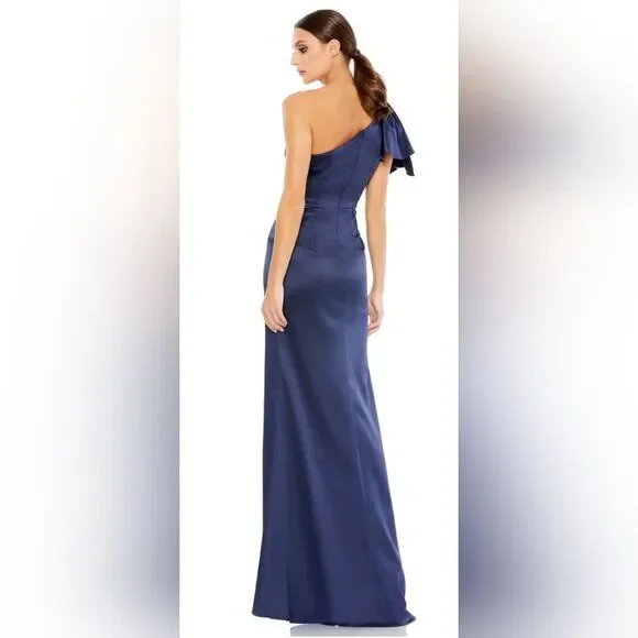 Mac Duggal ONE SHOULDER FLUTTER SLEEVE GOWN NWT Size 16 Blue (26521)